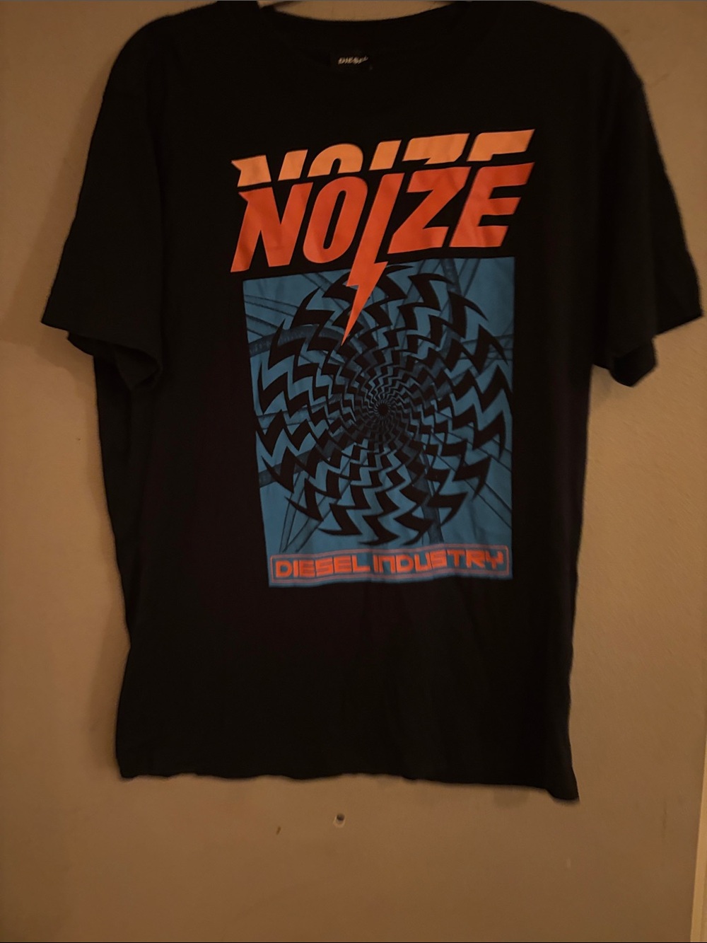 Noize Graphic Tee - Black with Blue & Orange Print